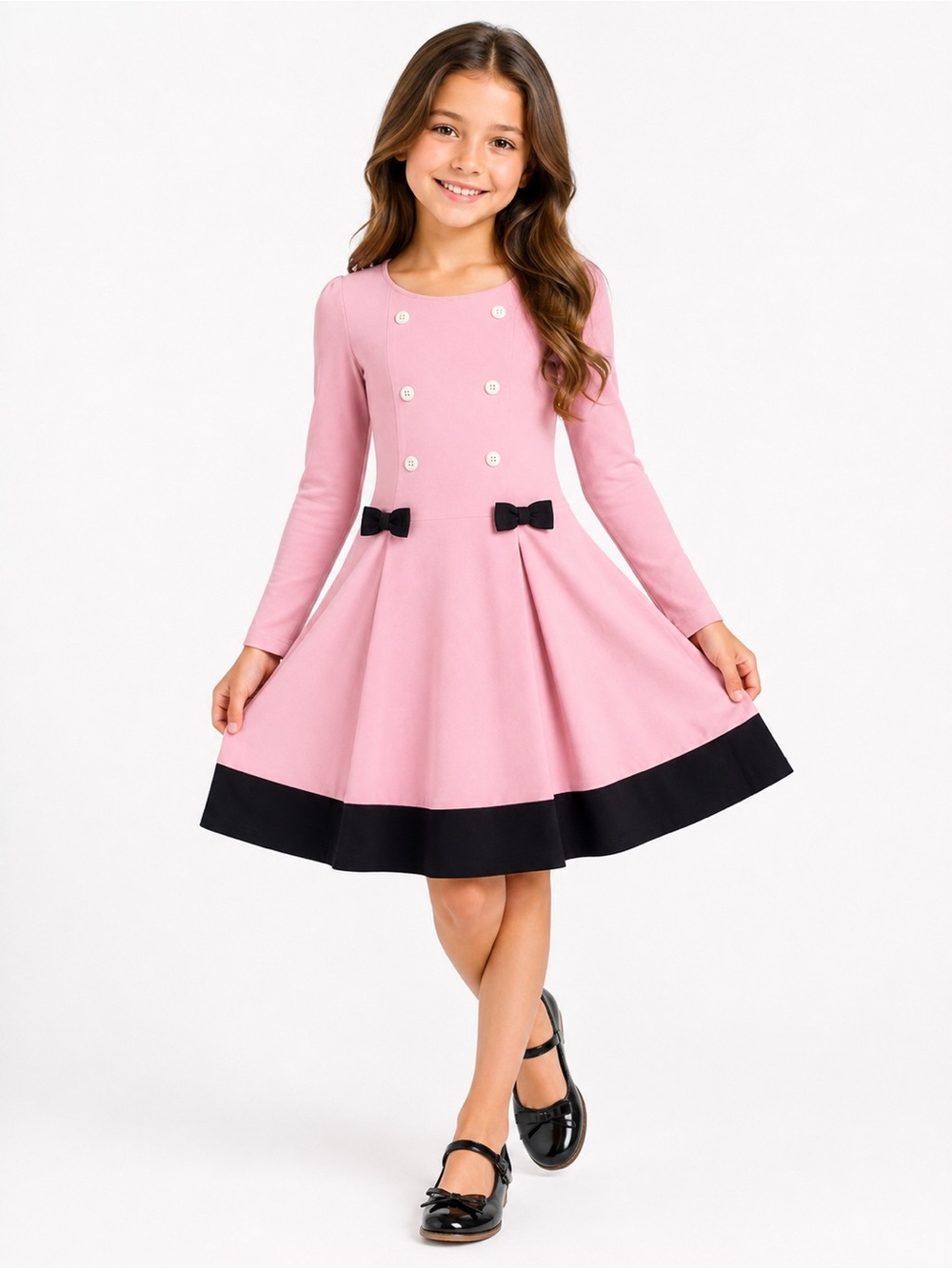 Gymboree Girls Pink & Black Bow Dress | Size 8